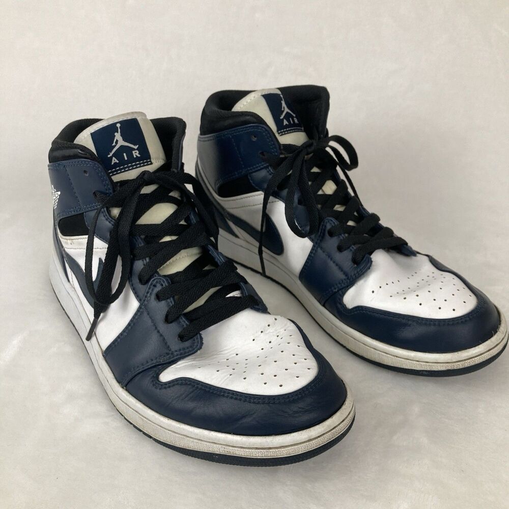 Air Jordan 1 Mid 554724-411  NikeBlue Basketball Shoes Sneakers Size 12